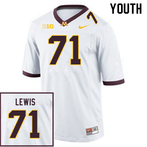 Youth #71 Martes Lewis Minnesota Golden Gophers College Football Jerseys Sale-White